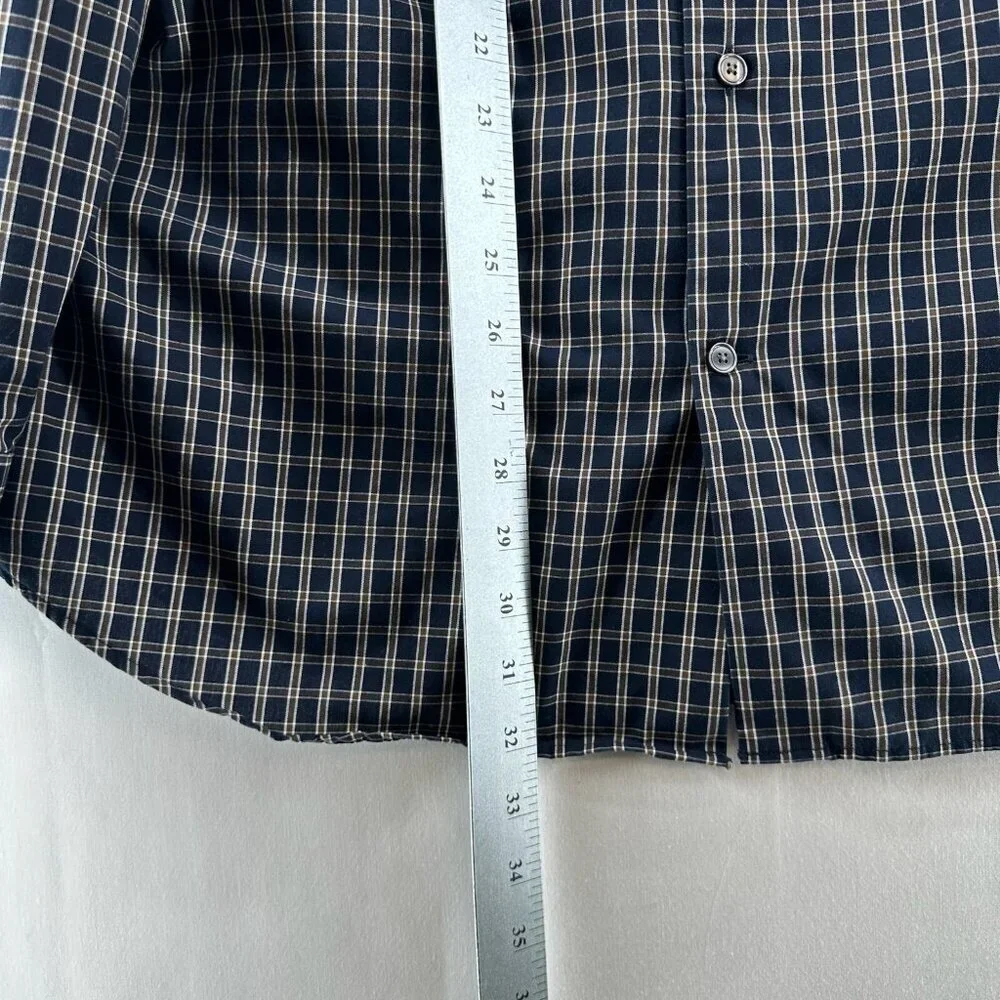 Banana Republic Button Up Shirt L Black Plaid Long Sleeve Non Iron Standard Fit - Picture 2 of 12